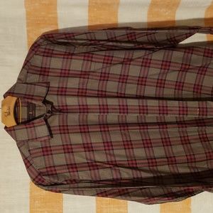 Robert Talbott Classic Large Red/Black/Tan Shirt